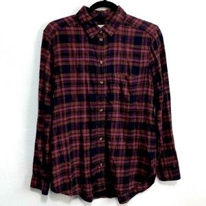 American Eagle Outfitters 100% Cotton Plaid Flannel Button-Up Shirt